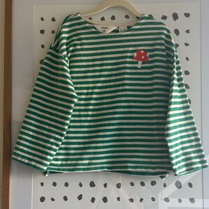 H&M Kids Green and White Striped Long Sleeve Tee